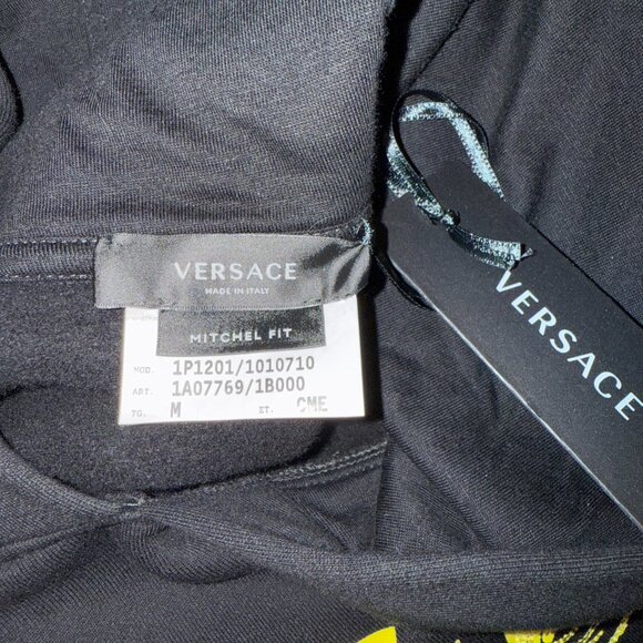 AUTHENTIC MENS VERSACE LOGO BLACK COTTON HOODIE SIZE MEDIUM - Picture 8 of 9